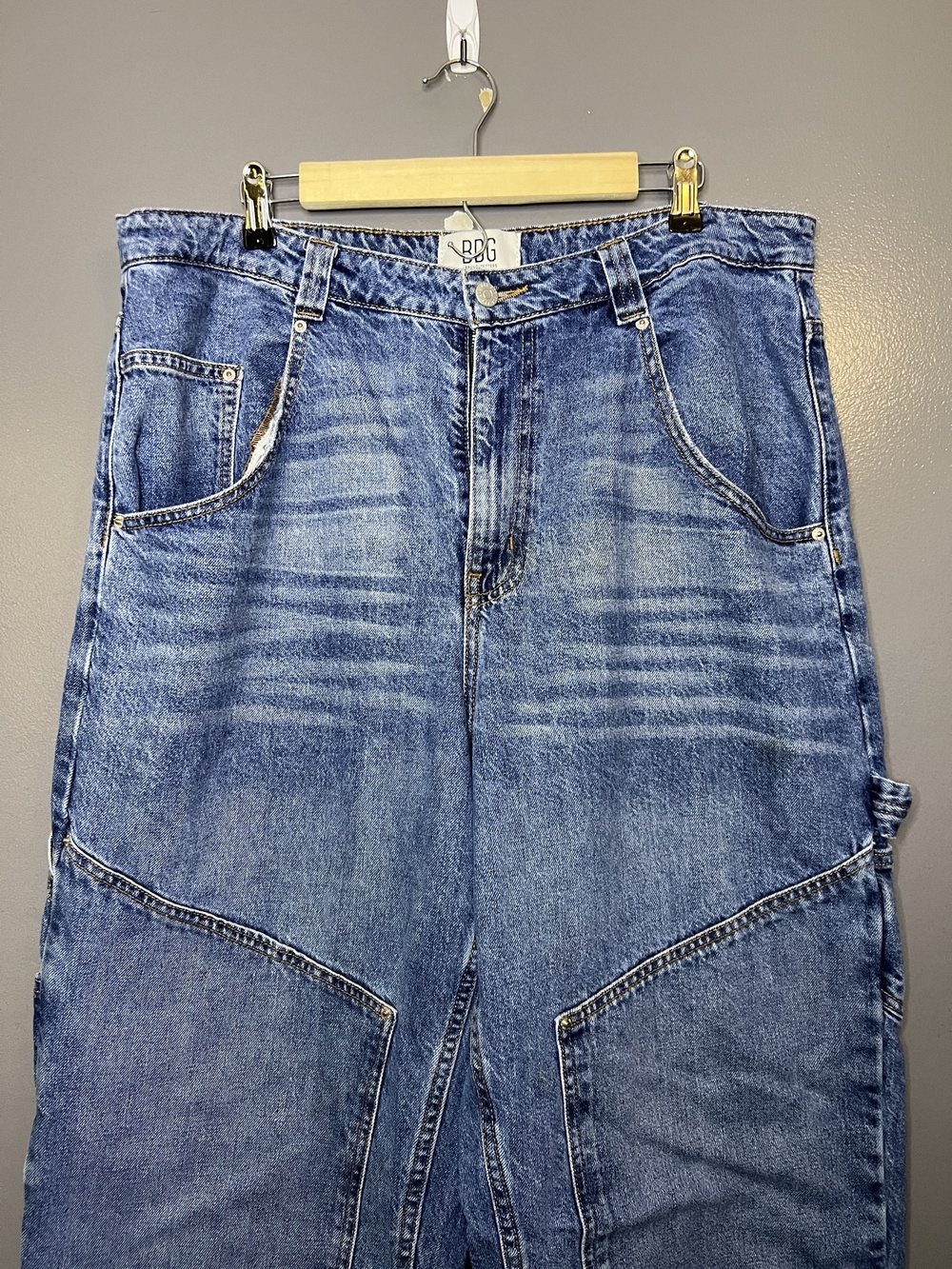 BDG Jeans Womens 34 Blue Relaxed Fit Wide Leg Ella Baggy Carpenter Denim